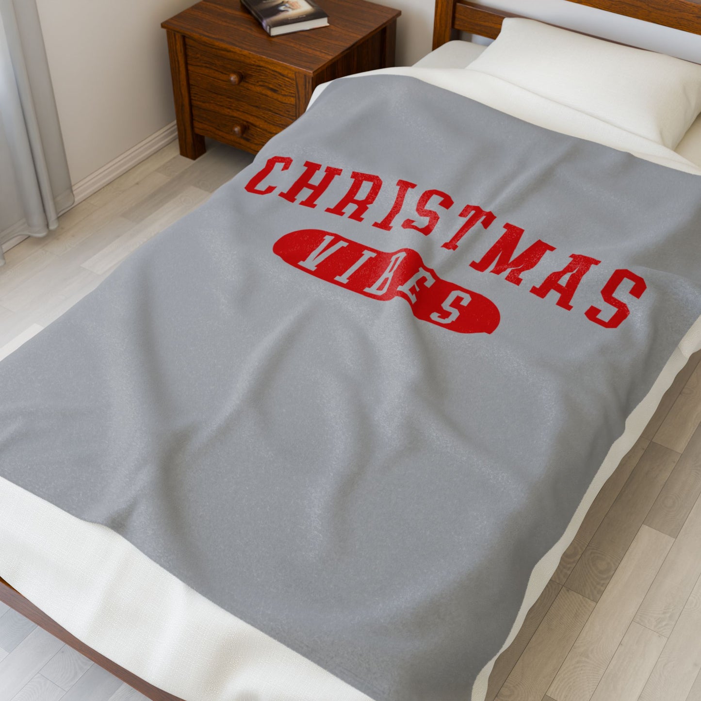Cozy Christmas Vibes Velveteen Plush Blanket, Holiday Decor, Gift for Her, Home Comfort, Winter Snuggle Throw