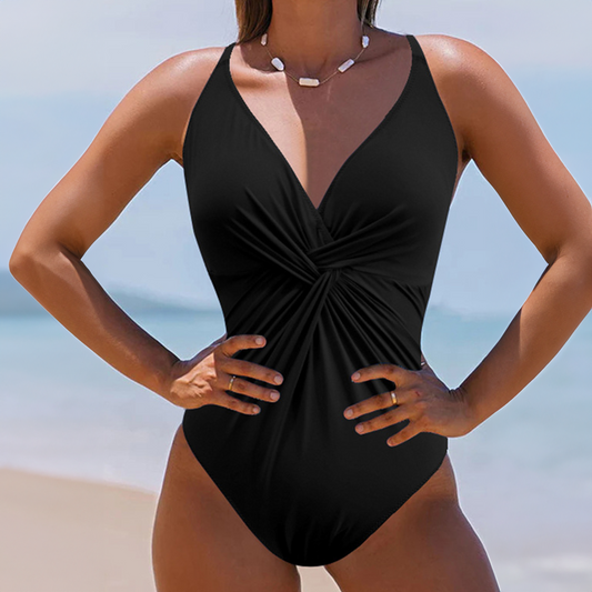 Twisted Crisscross V-Neck One-Piece Swimwear