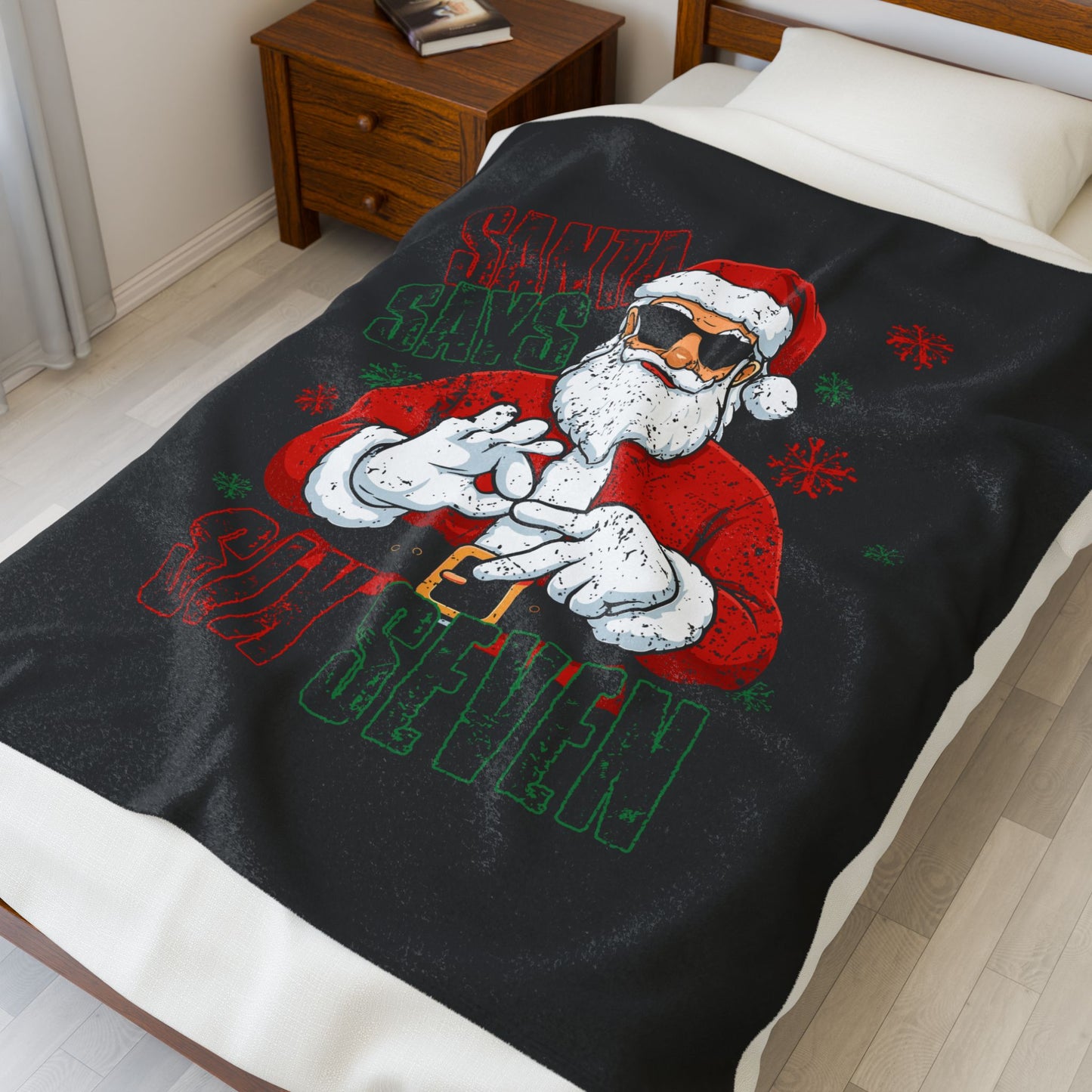 Santa Says Six Seven Velveteen Plush Blanket
