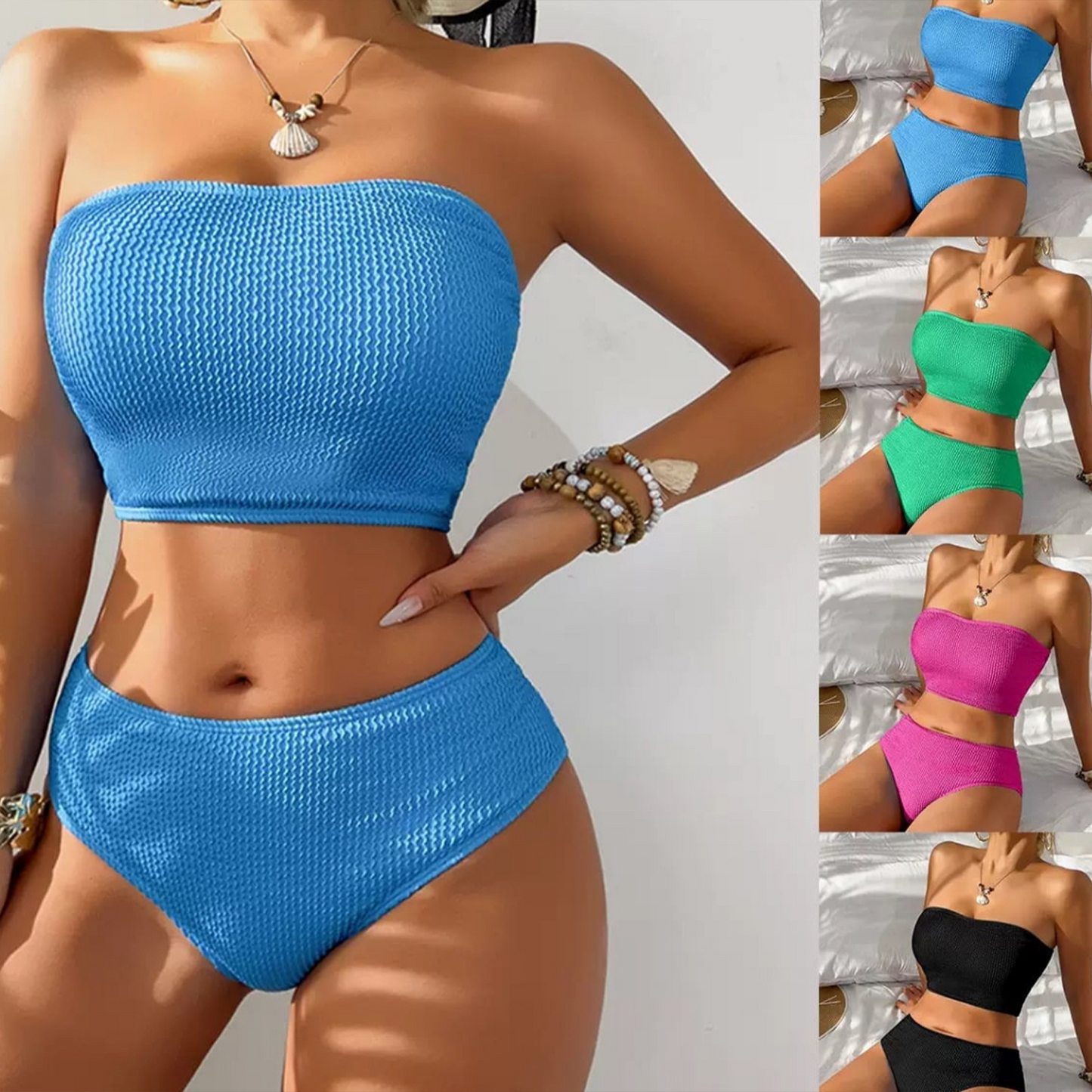 High Waist Tube Top Bikini