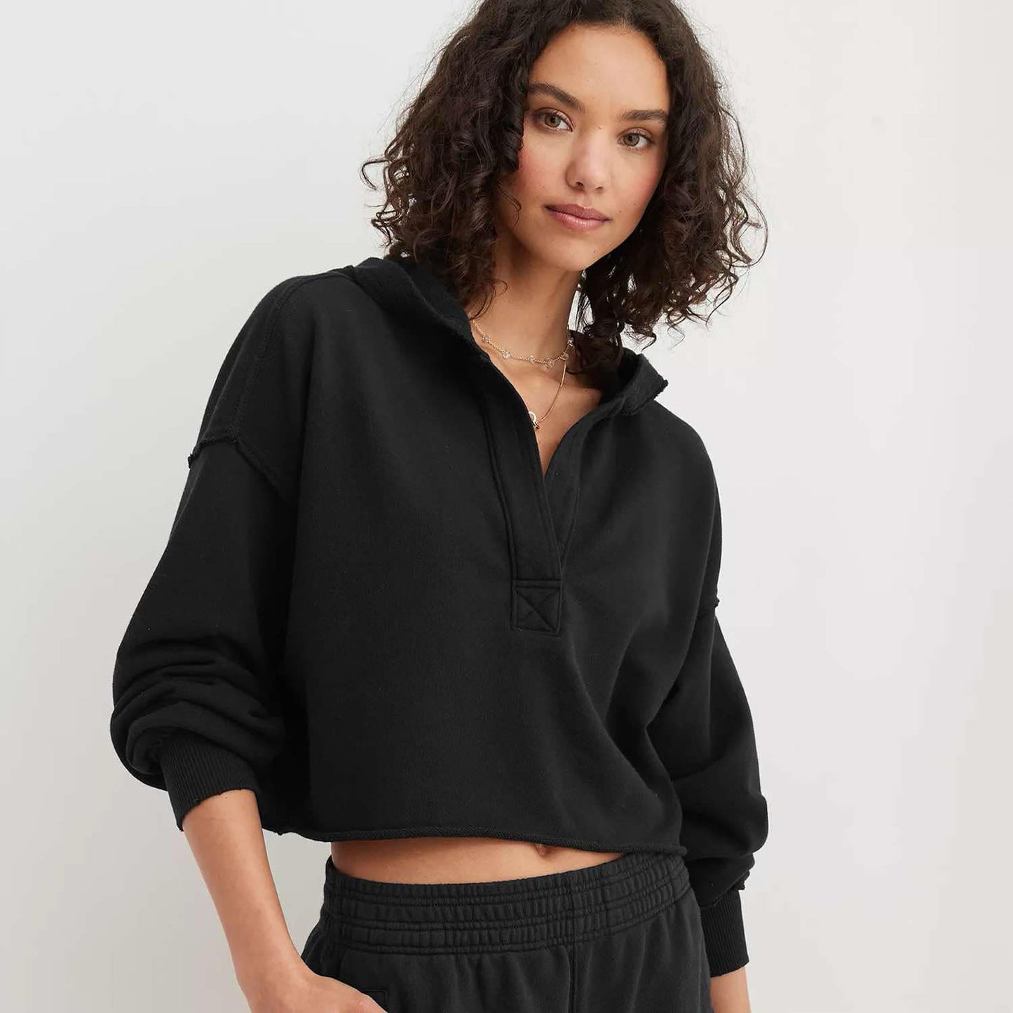 V-Neck Long Sleeve Crop