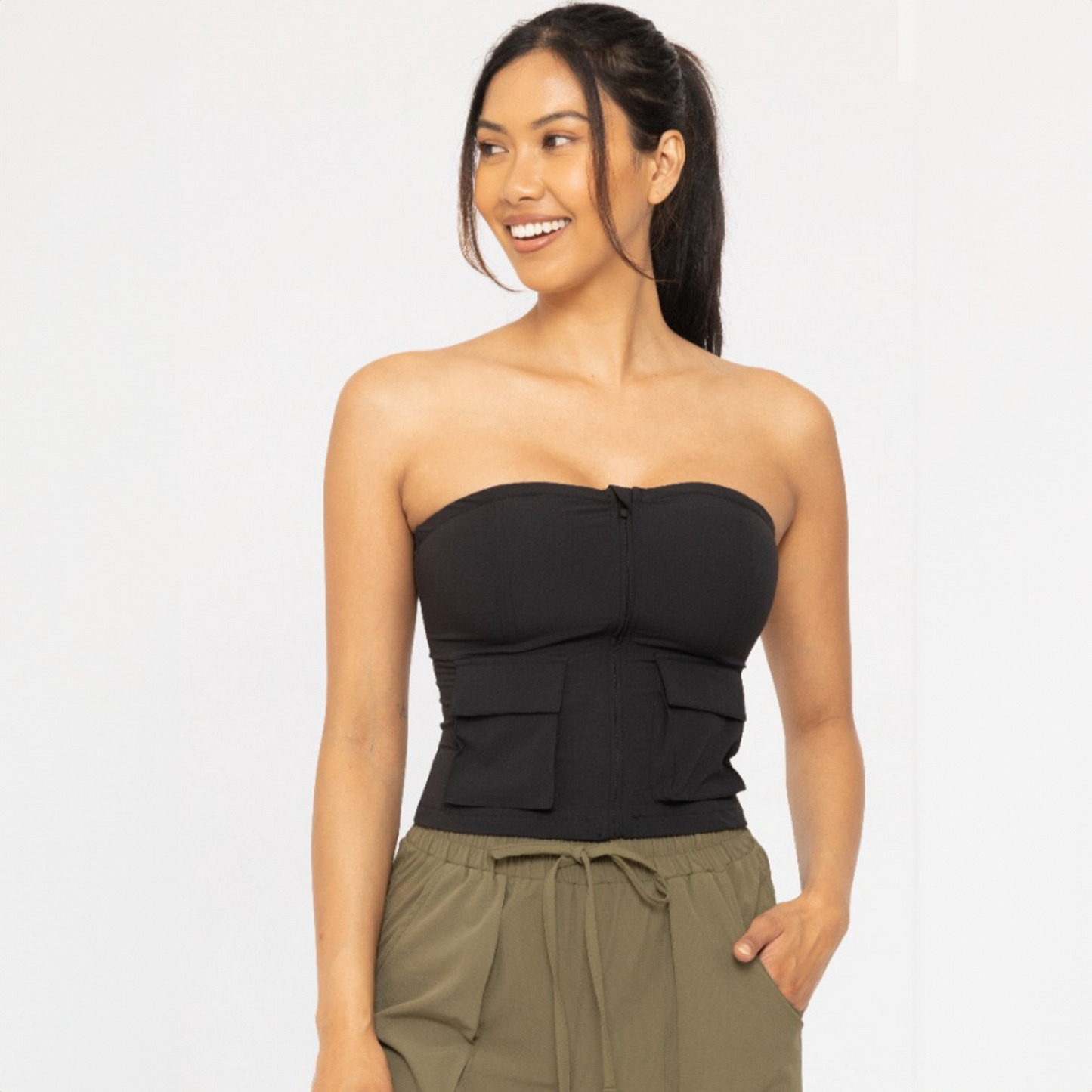 Front Zipper Tube Top
